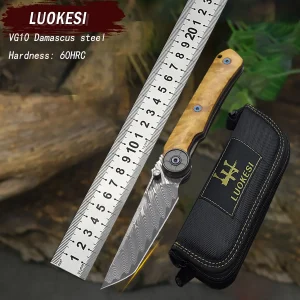 Damascus Steel Folding Camping, Fishing Knife