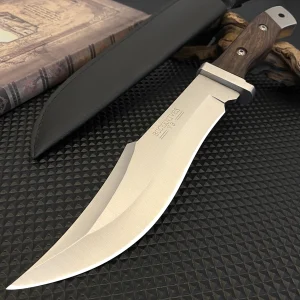 Stainless steel hunting knife w/wooden handle